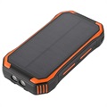 Vattenresistent Powerbank med Solpanel och Trådlös Laddare - 30000mAh - Orange
